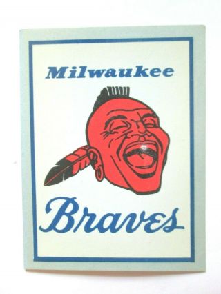 1960 Fleer Baseball Team Decals - Milwaukee Braves (ex - Mt)