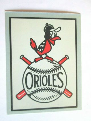 1960 Fleer Baseball Team Decals - Baltimore Orioles (ex - Mt)