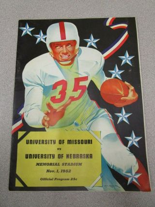 1952 Nebraska Cornhuskers V Missouri Tigers Football Program