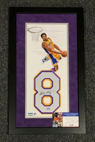 Kobe Bryant Signed Framed 14x24 Jersey Number Display W/ Photo 4/10 Psa/dna