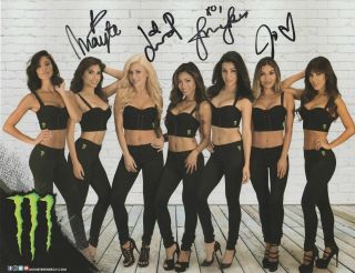 Monster Energy Grid Girls Nascar Mencs B/b Postcard Signed By 4 Girls