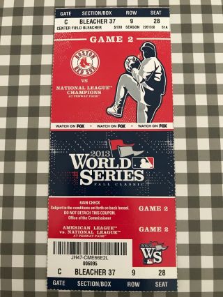 2013 World Series Game 2 Full Ticket Boston Red Sox Vs St.  Louis Cardinals