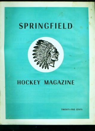 1958 - 59 Springfield Indians Ahl Hockey Program V.  Rocheser Americans