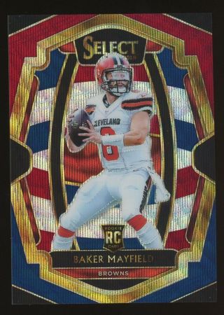 2018 Select Tri - Color Wave Prizm Baker Mayfield Cleveland Browns Rc Rookie /199