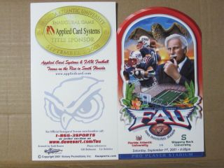 Fau Football Inaugural Game Commerative Card 9/1/04 Howard Schnellenberger
