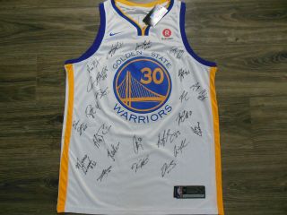 2018 - 2019 Golden State Warriors Team Signed Jersey W/coa Stephen Curry Durant,  20