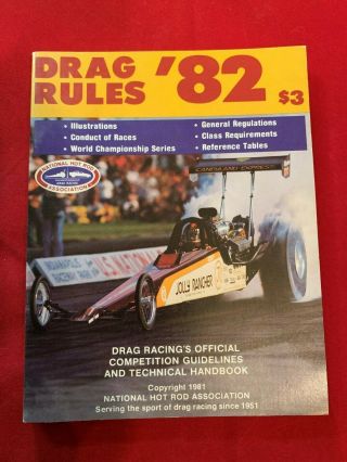 Vintage 1982 National Hot Rod Association Nhra Drag Racing Rule Book