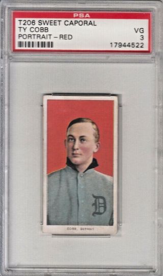 1909 T206 Ty Cobb Red Portrait Psa 3 Vg Rc Sweet Caporal Undergraded Old Label