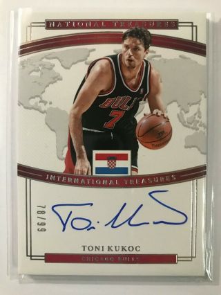 2018 - 19 National Treasures International Autograph Auto Card : Toni Kukoc 78/99