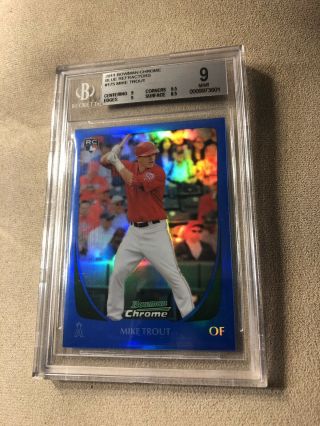 2011 Bowman Chrome Blue Refractor Mike Trout 175 Bgs Rookie Rc /150 Mvp Hot Sp