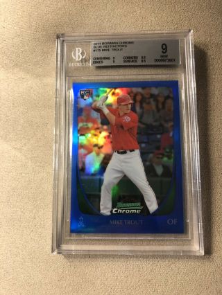 2011 Bowman Chrome Blue Refractor Mike Trout 175 BGS Rookie RC /150 MVP HOT SP 2