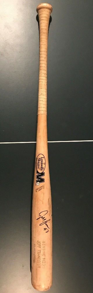 Jeff Franceour Game Autographed Louisville Slugger Bat Braves Psa/dna