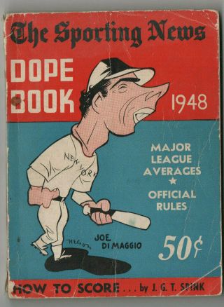 1948 Sporting News Baseball Dope Book Guide Joe Dimaggio Cover