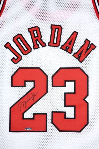Michael Jordan Signed Autographed Jersey 1997 - 98 Mitchell & Ness White Bulls UDA 2