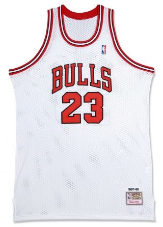 Michael Jordan Signed Autographed Jersey 1997 - 98 Mitchell & Ness White Bulls UDA 3