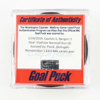 2018 - 19 Vladislav Namestnikov York Rangers Game - Goal - Scored Puck - Pionk