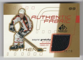 2002 Upper Deck Wayne Gretzky Oilers 1991 All Star Game Worn Jersey Card 48/50