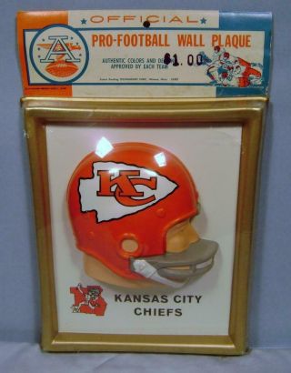 Rare 1965 Kansas City Chiefs American Football League Wall Plaque - Never Opened