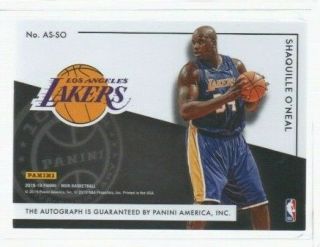 2018 - 19 PANINI NOIR SHAQUILLE O ' NEAL 10th ANNIVERSARY AUTOGRAPH 24/49 LAKERS 2