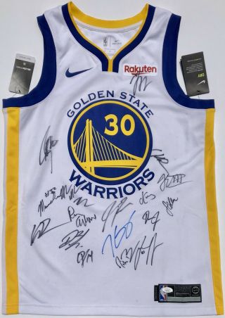2018 - 19 Golden State Warriors Team Signed Nike Jersey Stephen Curry Durant Jsa