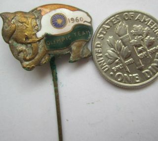 Old Olympic Pin Rome Roma Italy 1960 India Noc Brass Enamel