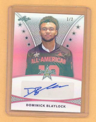 Dominick Blaylock 2019 Leaf All American Bowl Pink Autograph Auto Card D1/2