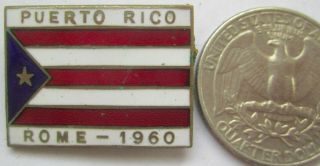 Old Olympic Pin Rome Italy 1960 Puerto Rico Noc Brass Enamel