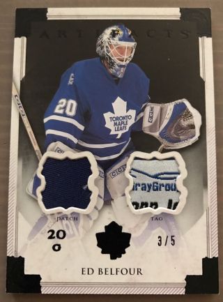 2013 - 14 Artifacts Ed Belfour /5 Patch Tag Black Toronto Maple Leafs