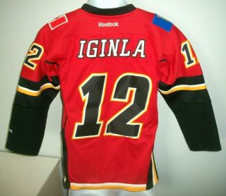 Youth Boys Reebok Jerome Iginla Calgary Flames Nhl Hockey Jersey Sz.  S/m Euc