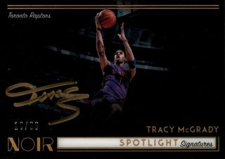 Tracy Mcgrady 2018 - 19 Panini Noir Spotlight Signatures Horizontal Gold Auto /99