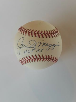 Joe Dimaggio Autographed Baseball Hof 