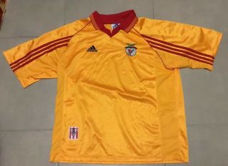 Vtg Adidas 90s 1998 - 1999 Sl Benfica Soccer Jersey Gold Sz Xl Portugal Football
