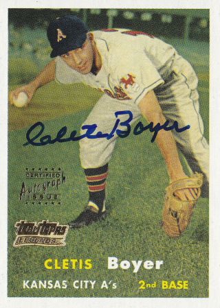 2001 Topps Team Legends Autographs 121 Cletis Boyer Auto Baseball Card " A 