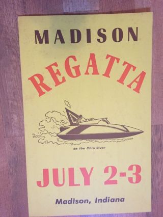 Madison Indiana Regatta Hydroplane Boat Racing Cardboard Poster