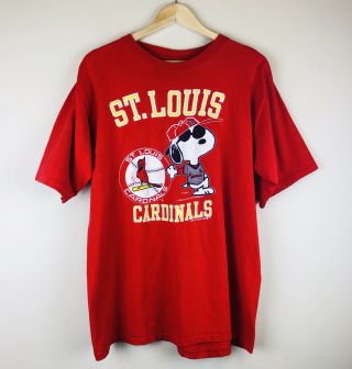Vintage 80s St Louis Cardinals Snoopy Sz Xl T - Shirt Peanuts Schulz 1988 Red