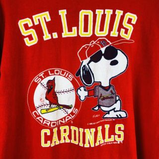Vintage 80s St Louis Cardinals Snoopy sz XL T - shirt Peanuts Schulz 1988 Red 2