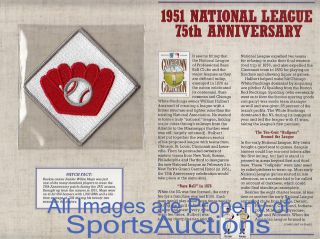 1951 National League 75th Anniversary Willabee & Ward Cooperstown Baseball Patch