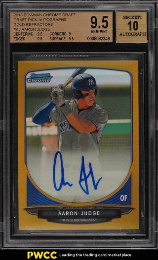 2013 Bowman Chrome Gold Refractor Aaron Judge Rookie Auto /50 Bgs 9.  5 (pwcc)