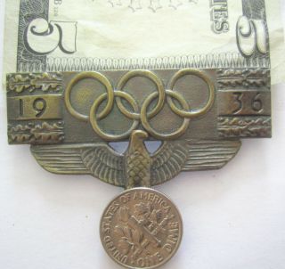 Old Olympic Pin Badge Berlin Germany 1936 Brass