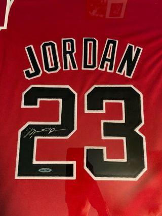 Michael Jordan Signed Auto Framed Red Bulls Jersey Mitchell & Ness UDA 2