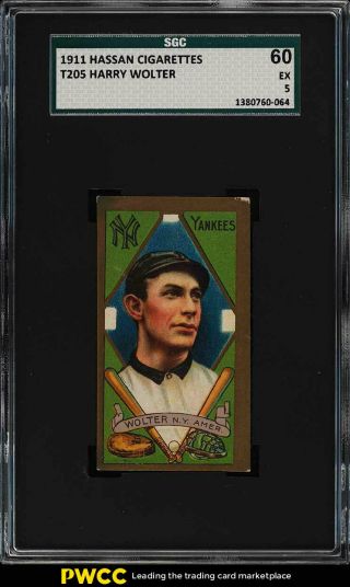 1911 T205 Gold Border Harry Wolter Sgc 5 Ex (pwcc)