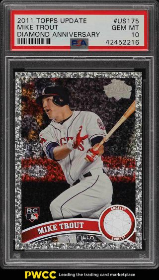 2011 Topps Update Diamond Mike Trout Rookie Rc Us175 Psa 10 Gem (pwcc)