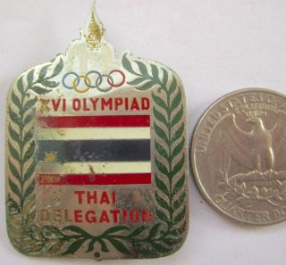 Old Olympic Pin Australia Melbourne 1956 Thailand Noc Brass