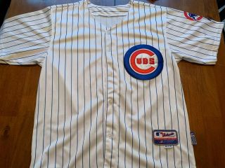 Chicago Cubs Jersey Home White Pinstripe Blank Large Authentic Stitched Majestic