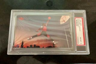 1985 Nike Promo Postcard Michael Jordan Hof Chicago Bulls Rookie Rc Card Psa 8