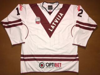 Iihf Game Worn Latvia Ice Hockey Jersey Latvija Shirt Eishockey 12 Baranovskis