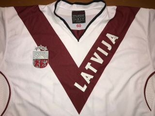 IIHF Game Worn Latvia Ice Hockey Jersey Latvija Shirt Eishockey 12 BARANOVSKIS 2