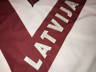 IIHF Game Worn Latvia Ice Hockey Jersey Latvija Shirt Eishockey 12 BARANOVSKIS 3