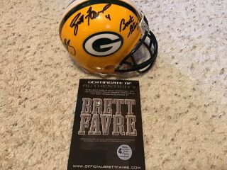Aaron Rodgers Bart Starr Brett Favre Signed Green Bay Packers Mini Helmet