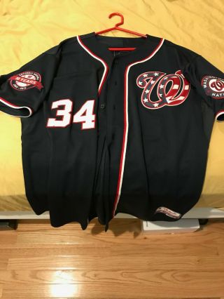 Washington Nationals Bryce Harper Authentic Jersey Size 52 In Navy Blue